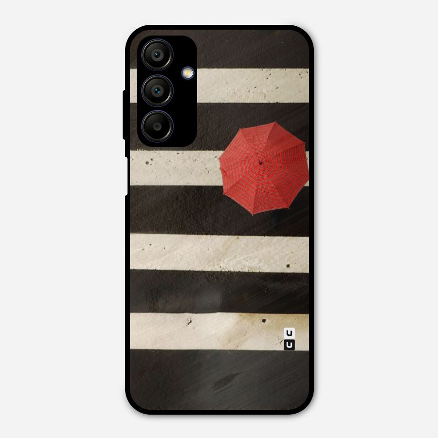Single Red Umbrella Stripes Metal Back Case for Galaxy A15 5G