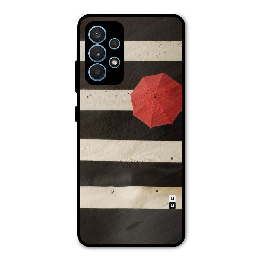 Single Red Umbrella Stripes Metal Back Case for Galaxy A32