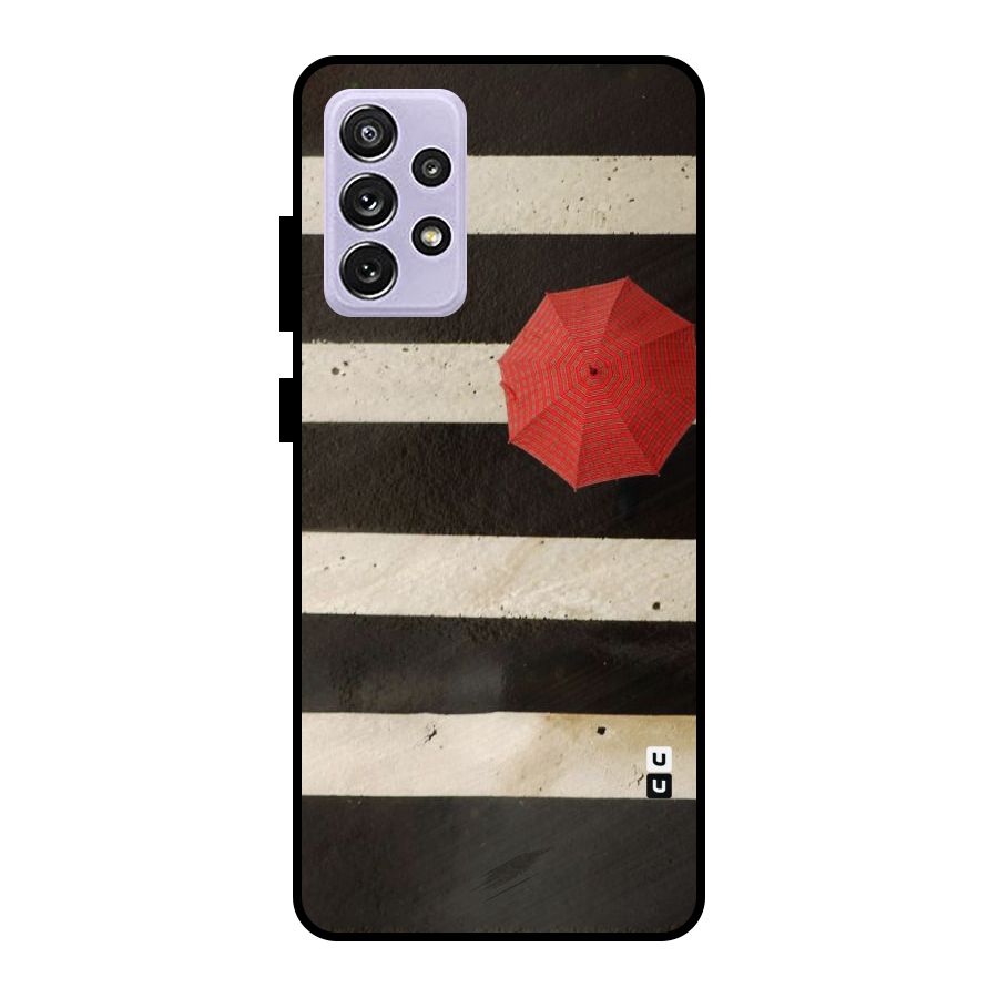 Single Red Umbrella Stripes Metal Back Case for Galaxy A72