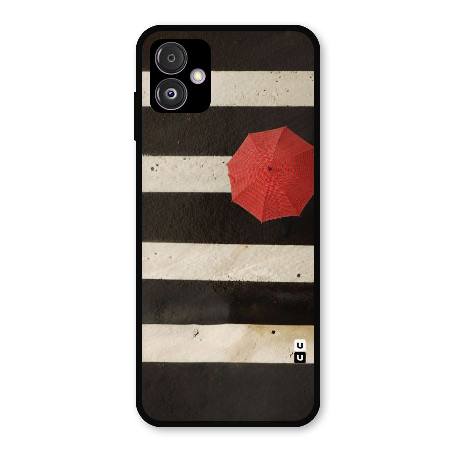 Single Red Umbrella Stripes Metal Back Case for Galaxy F14