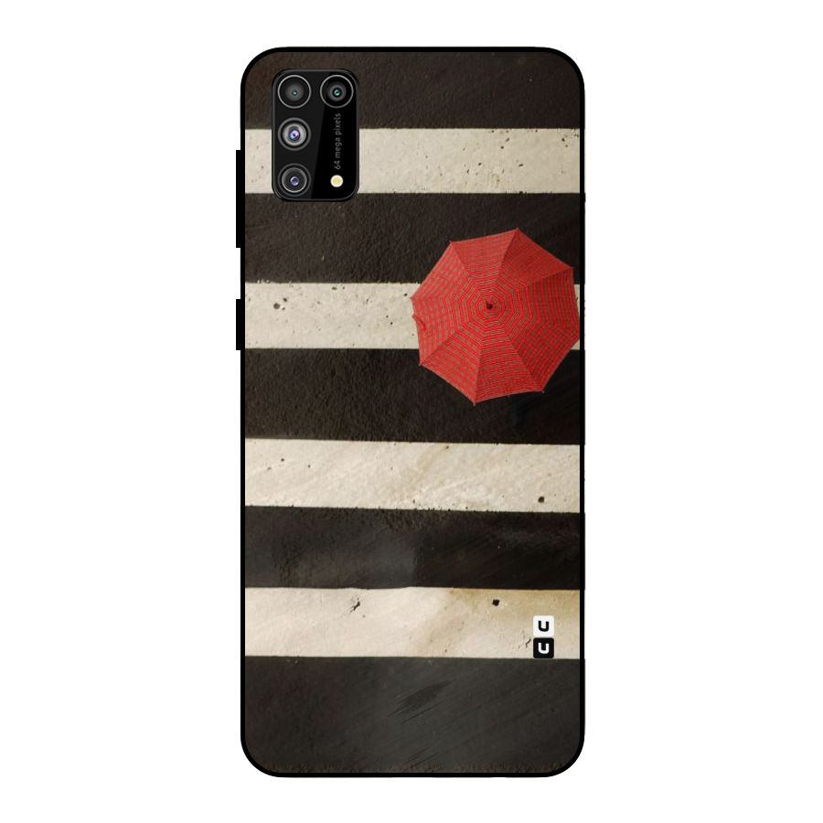 Single Red Umbrella Stripes Metal Back Case for Galaxy F41