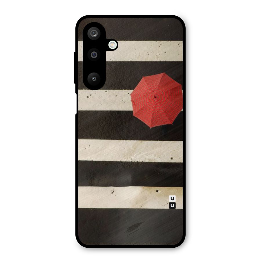 Single Red Umbrella Stripes Metal Back Case for Galaxy M16