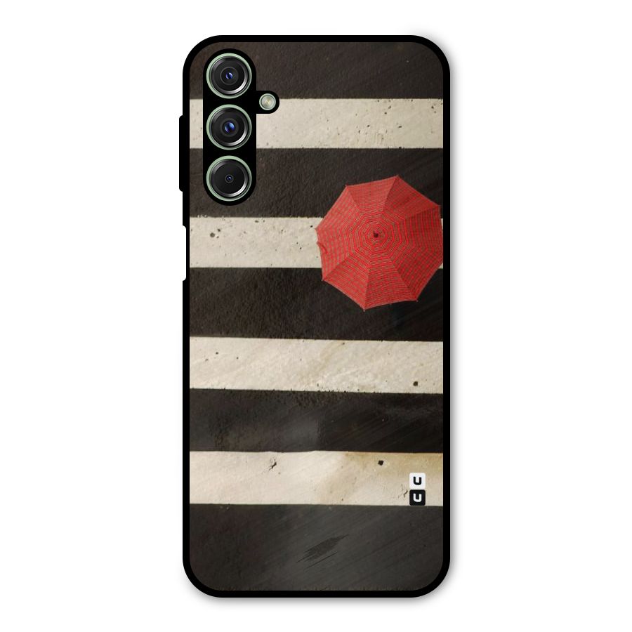 Single Red Umbrella Stripes Metal Back Case for Galaxy M34