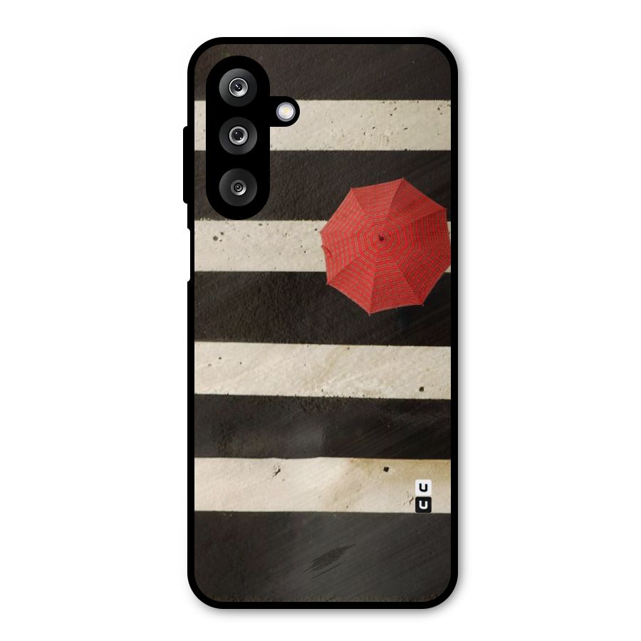 Single Red Umbrella Stripes Metal Back Case for Galaxy M36
