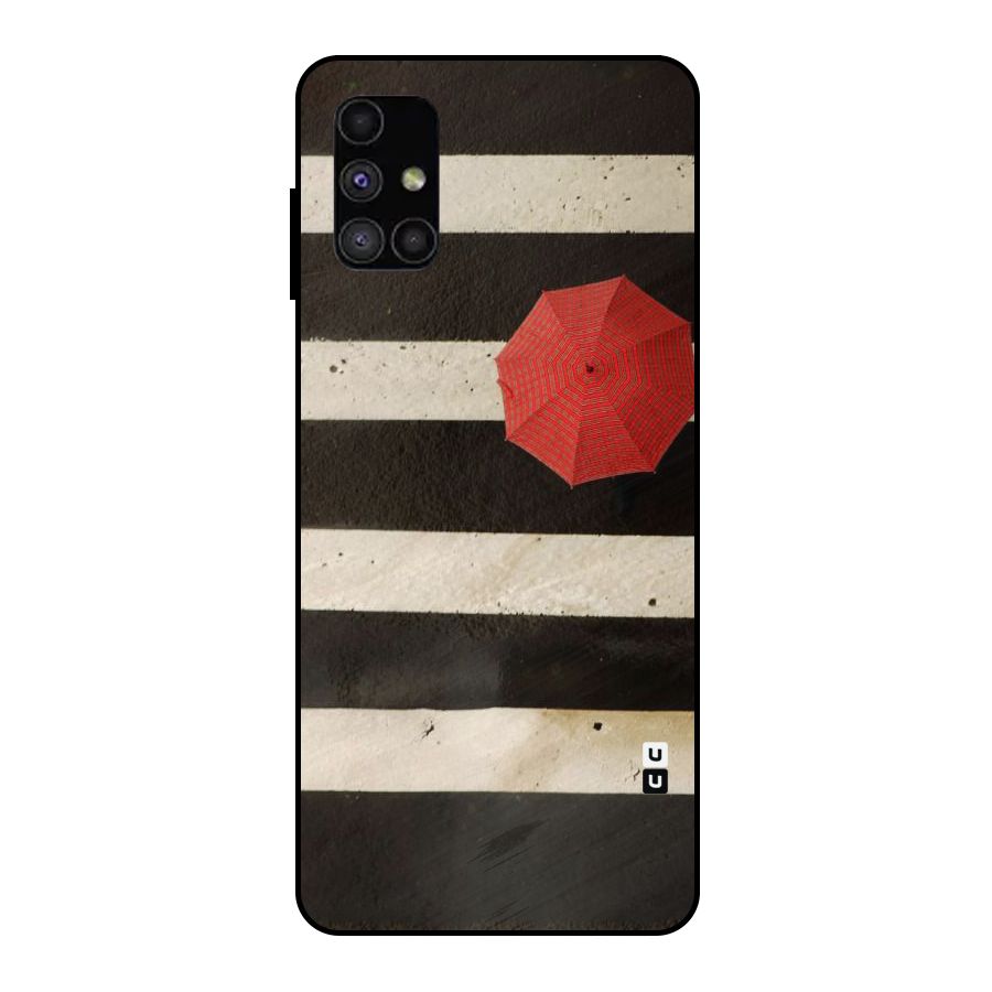 Single Red Umbrella Stripes Metal Back Case for Galaxy M51
