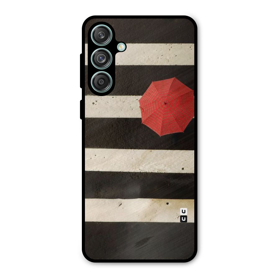 Single Red Umbrella Stripes Metal Back Case for Galaxy M55 5G
