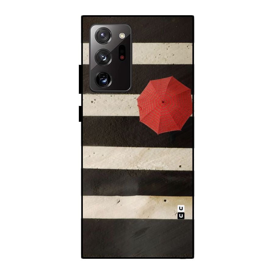 Single Red Umbrella Stripes Metal Back Case for Galaxy Note 20 Ultra