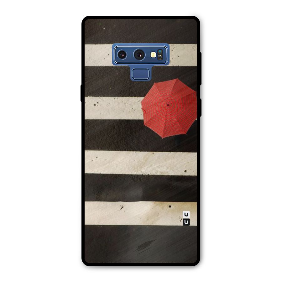 Single Red Umbrella Stripes Metal Back Case for Galaxy Note 9