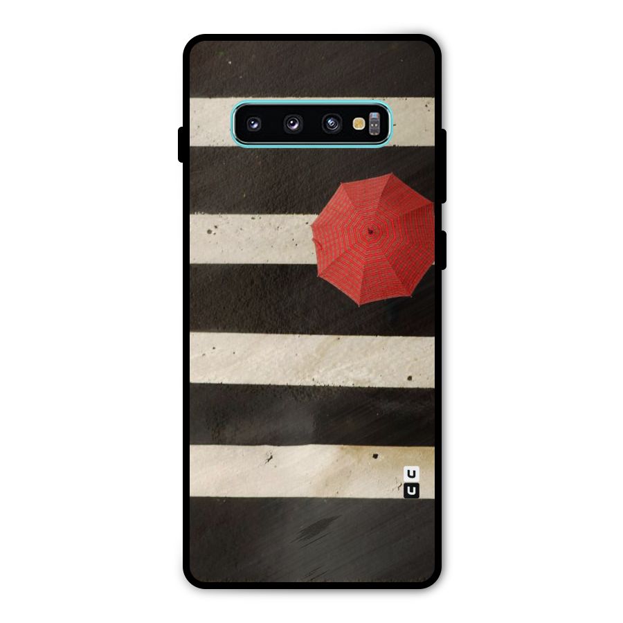 Single Red Umbrella Stripes Metal Back Case for Galaxy S10 Plus