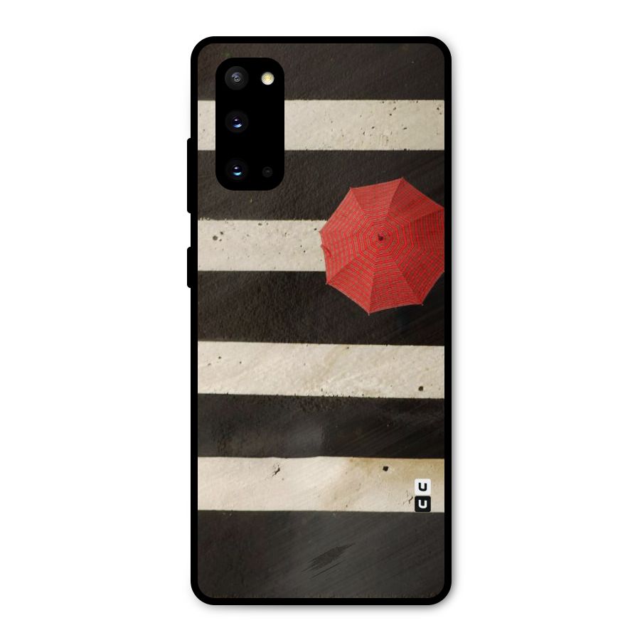 Single Red Umbrella Stripes Metal Back Case for Galaxy S20