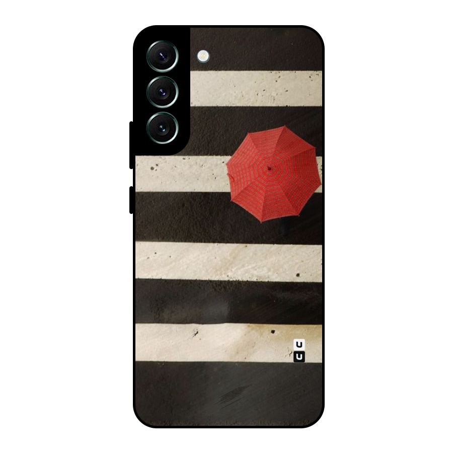 Single Red Umbrella Stripes Metal Back Case for Galaxy S22 Plus 5G
