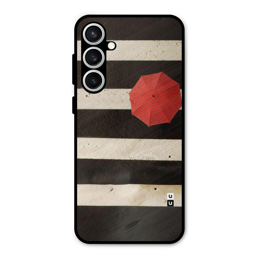 Single Red Umbrella Stripes Metal Back Case for Galaxy S23 FE