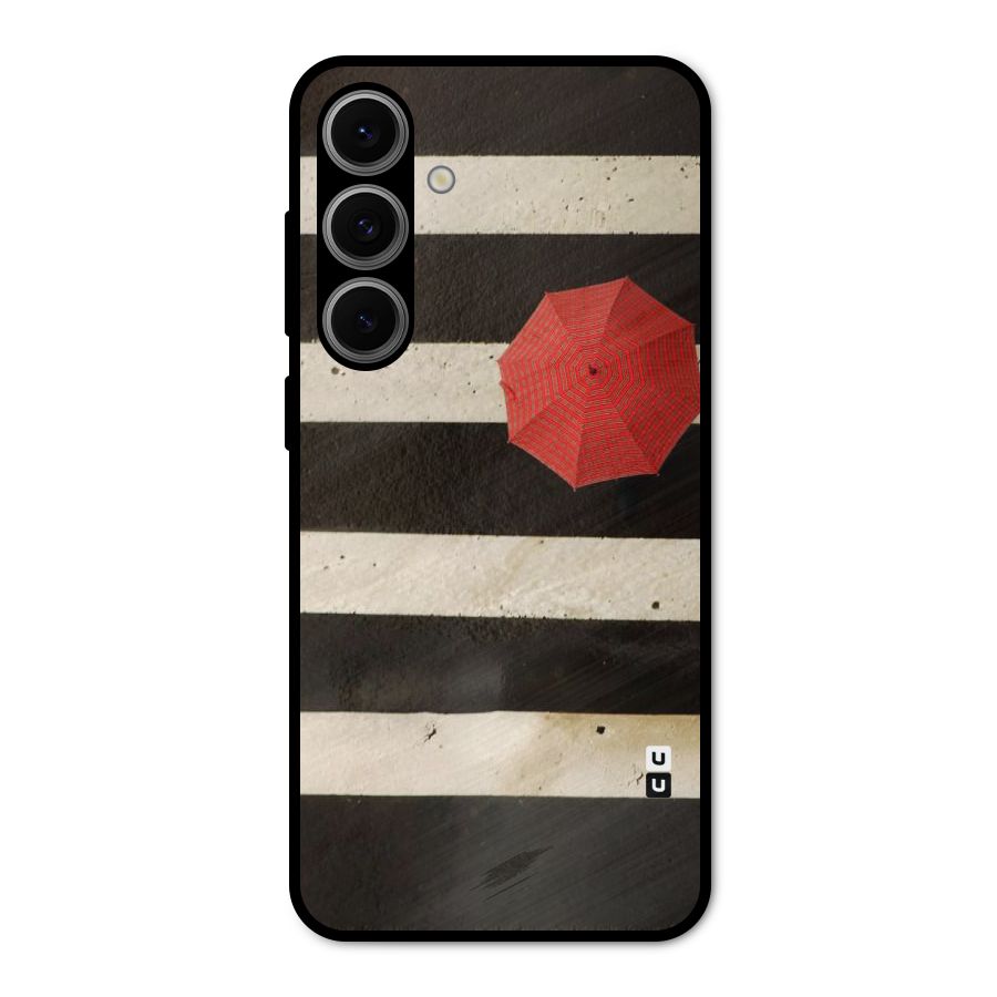 Single Red Umbrella Stripes Metal Back Case for Galaxy S24 FE