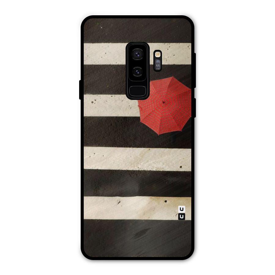 Single Red Umbrella Stripes Metal Back Case for Galaxy S9 Plus