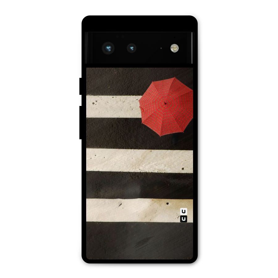 Single Red Umbrella Stripes Metal Back Case for Google Pixel 6