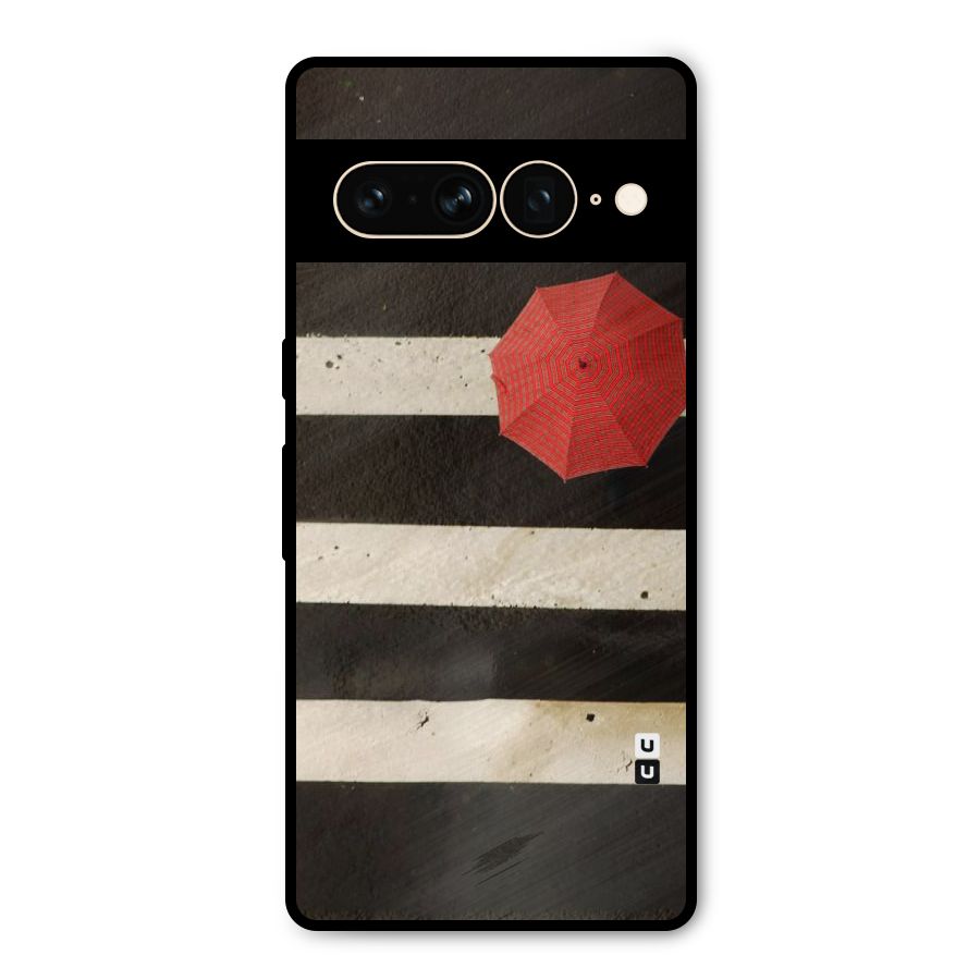 Single Red Umbrella Stripes Metal Back Case for Google Pixel 7 Pro