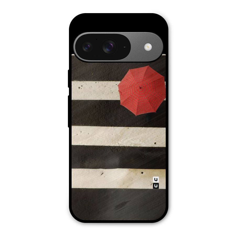 Single Red Umbrella Stripes Metal Back Case for Google Pixel 9