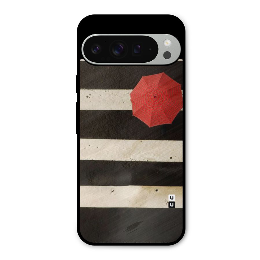 Single Red Umbrella Stripes Metal Back Case for Google Pixel 9 Pro XL
