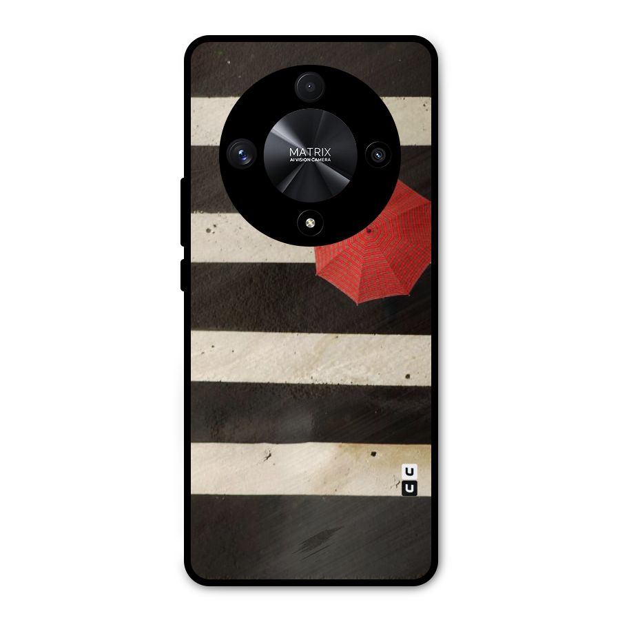 Single Red Umbrella Stripes Metal Back Case for Honor X9b