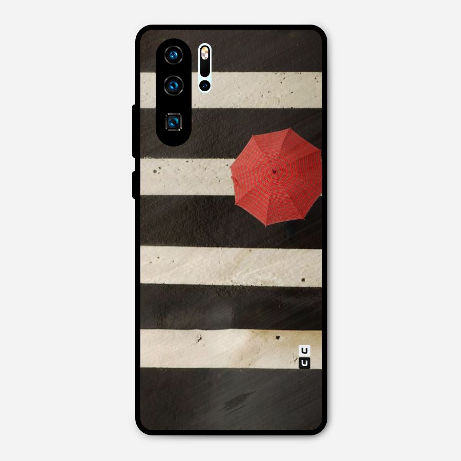 Single Red Umbrella Stripes Metal Back Case for Huawei P30 Pro