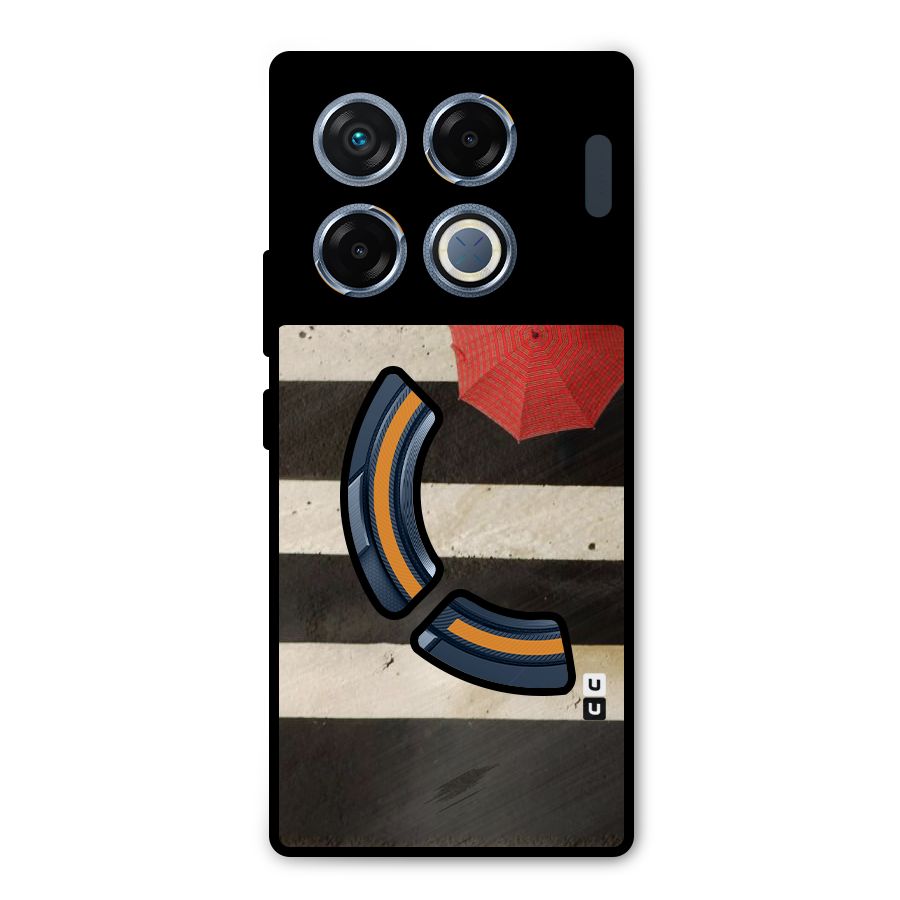 Single Red Umbrella Stripes Metal Back Case for Infinix GT 20 Pro