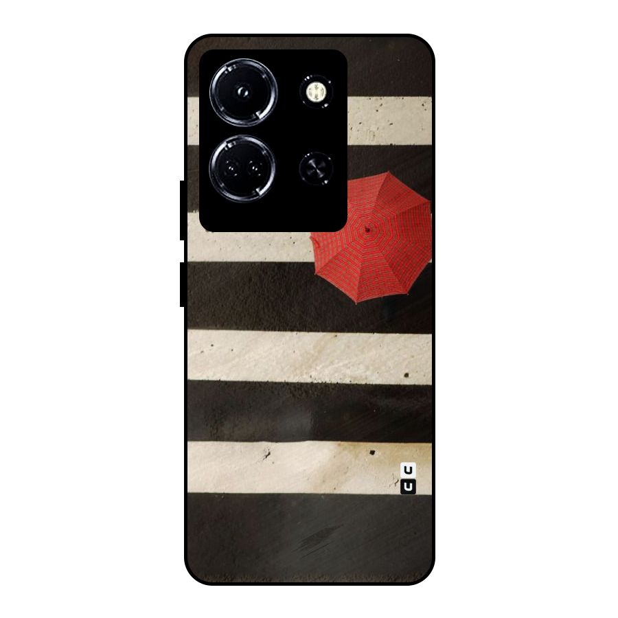 Single Red Umbrella Stripes Metal Back Case for Infinix Note 30 5G