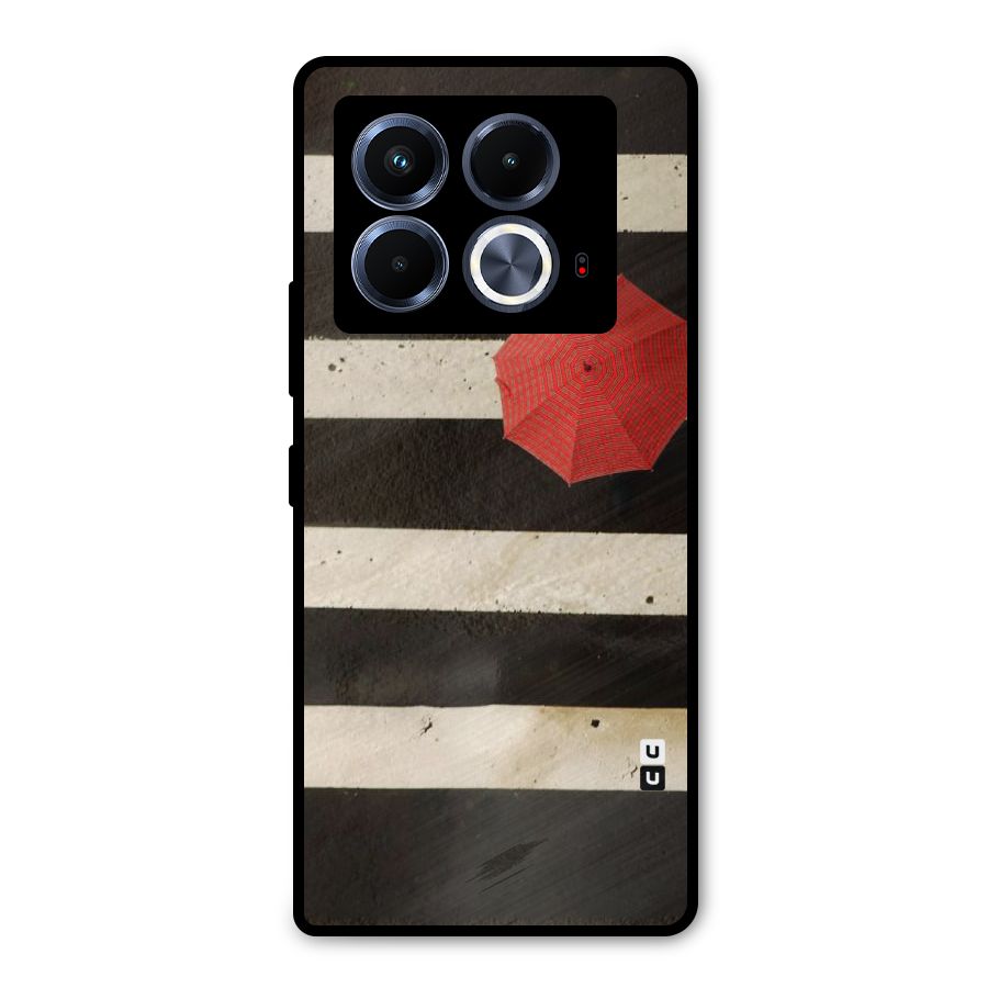 Single Red Umbrella Stripes Metal Back Case for Infinix Note 40 5G