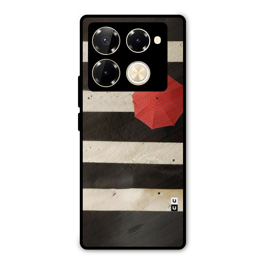Single Red Umbrella Stripes Metal Back Case for Infinix Note 40 Pro