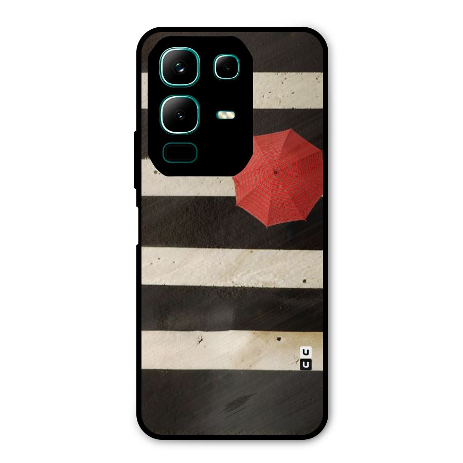 Single Red Umbrella Stripes Metal Back Case for Infinix Note 50x