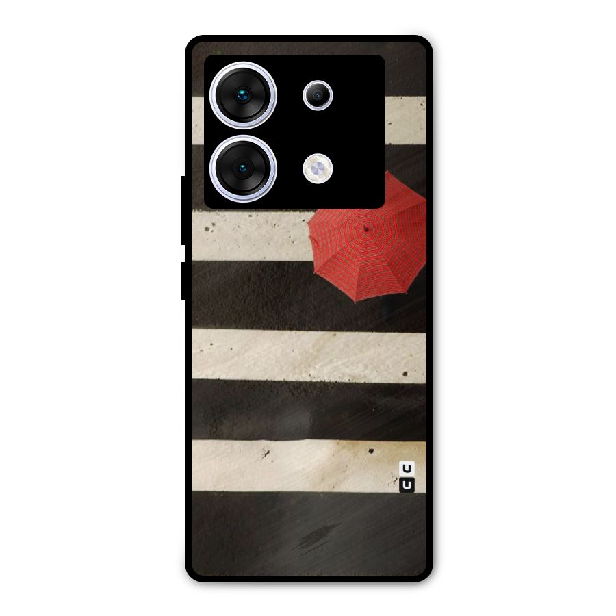 Single Red Umbrella Stripes Metal Back Case for Infinix Zero 30 5G