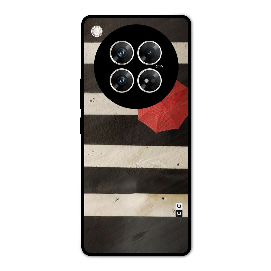 Single Red Umbrella Stripes Metal Back Case for Infinix Zero 40 5G