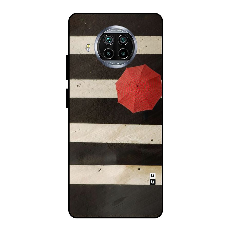Single Red Umbrella Stripes Metal Back Case for Mi 10i