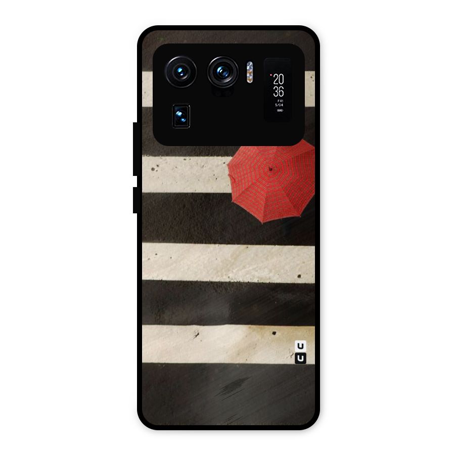 Single Red Umbrella Stripes Metal Back Case for Mi 11 Ultra