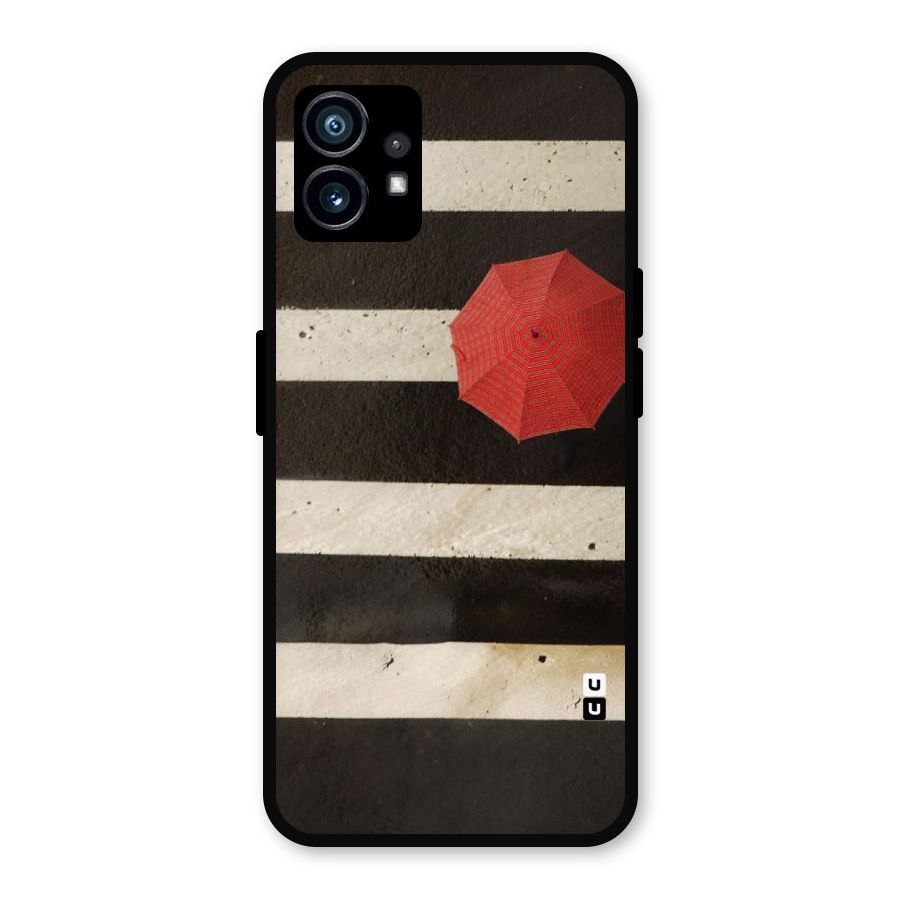 Single Red Umbrella Stripes Metal Back Case for Nothing Phone 1