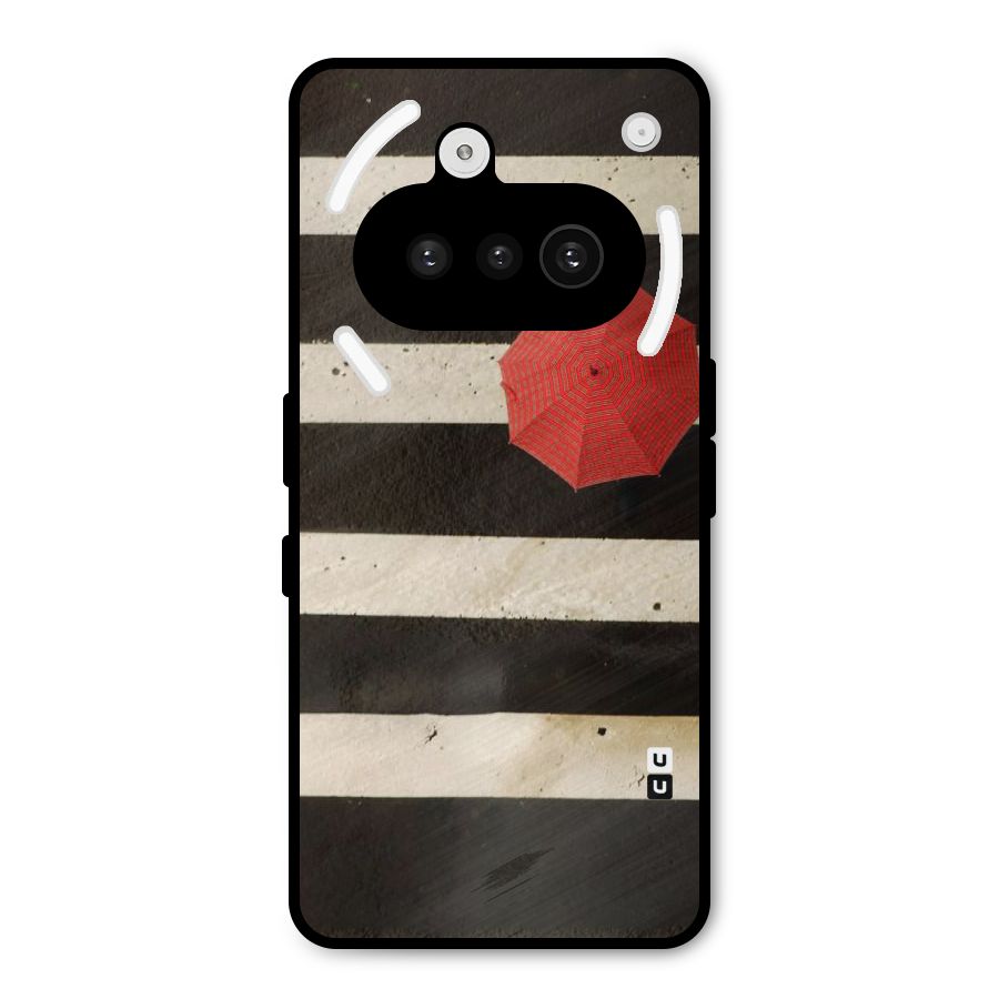 Single Red Umbrella Stripes Metal Back Case for Nothing Phone 3a