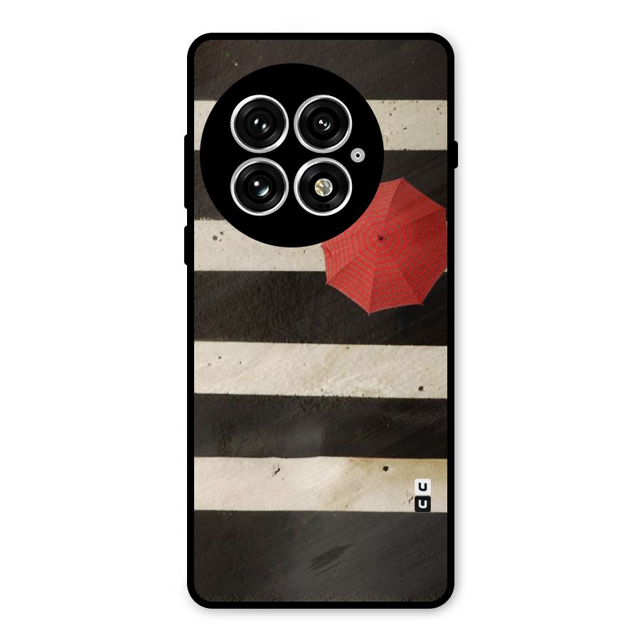 Single Red Umbrella Stripes Metal Back Case for OnePlus 13