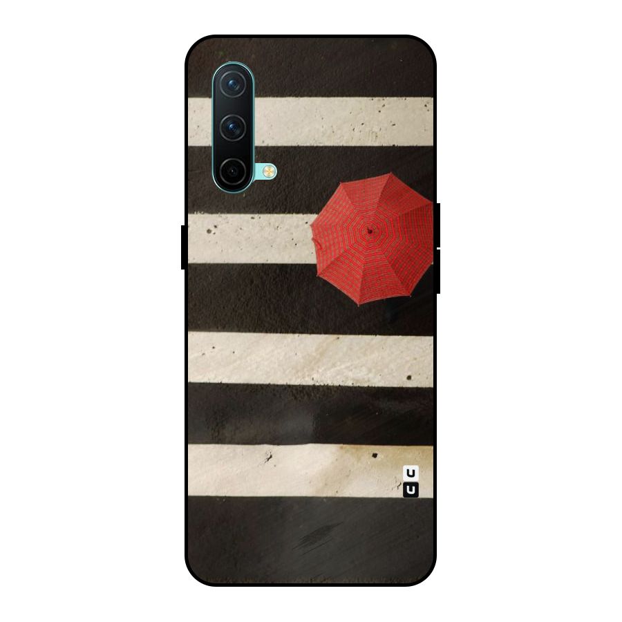 Single Red Umbrella Stripes Metal Back Case for OnePlus Nord CE 5G