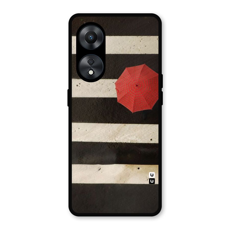Single Red Umbrella Stripes Metal Back Case for Oppo A78