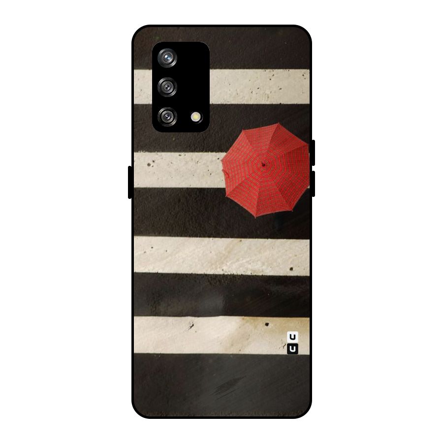 Single Red Umbrella Stripes Metal Back Case for Oppo F19
