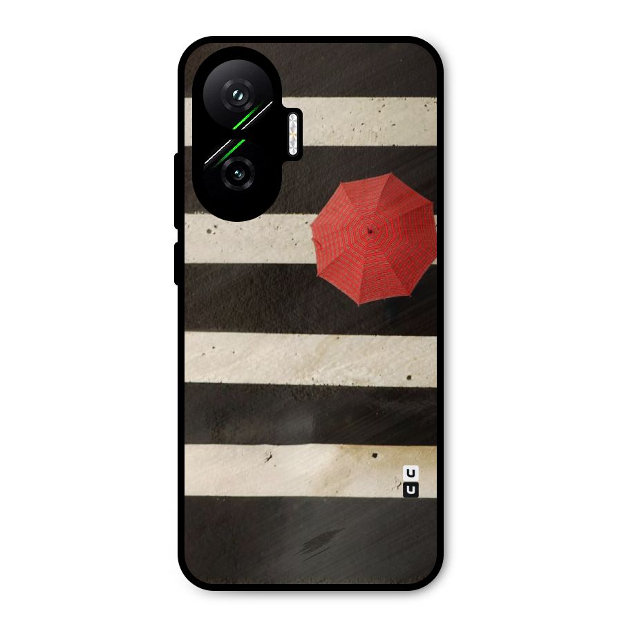 Single Red Umbrella Stripes Metal Back Case for Poco F7