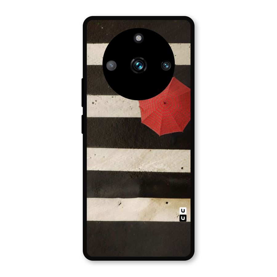 Single Red Umbrella Stripes Metal Back Case for Realme 11 Pro Plus
