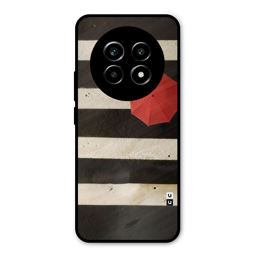 Single Red Umbrella Stripes Metal Back Case for Realme 13 Pro