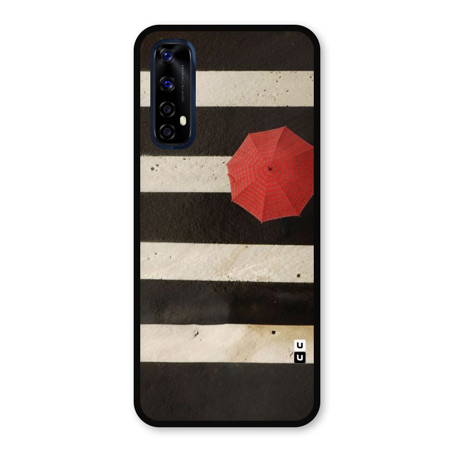 Single Red Umbrella Stripes Metal Back Case for Realme 7