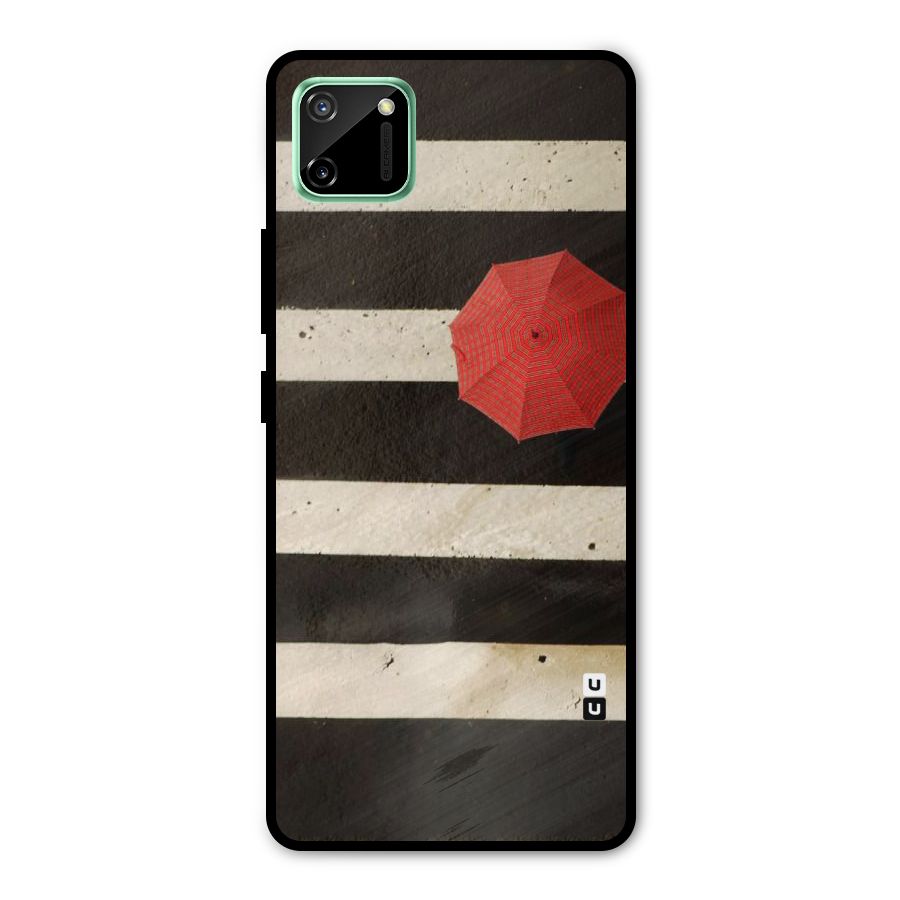 Single Red Umbrella Stripes Metal Back Case for Realme C11