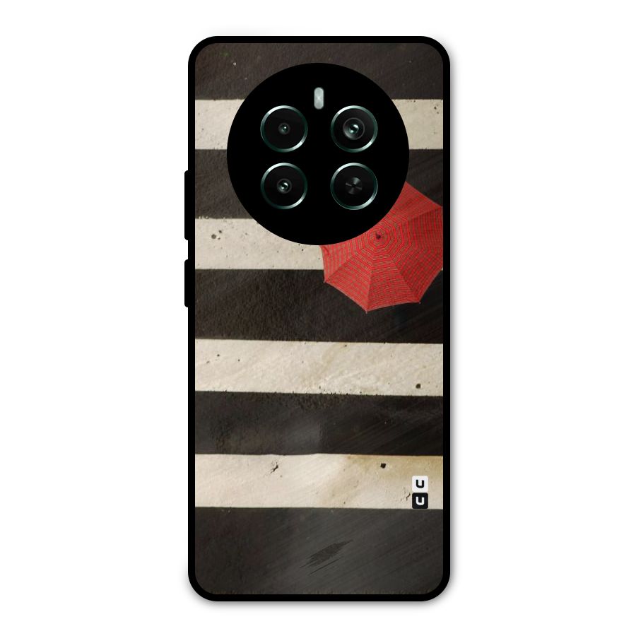 Single Red Umbrella Stripes Metal Back Case for Realme Narzo 70 Pro