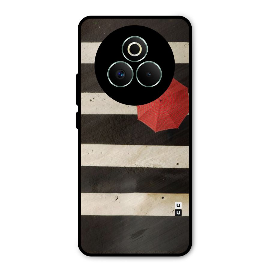 Single Red Umbrella Stripes Metal Back Case for Realme P3 Pro
