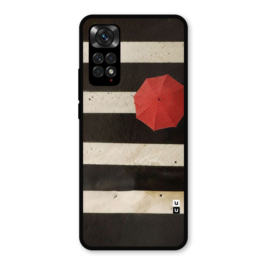 Single Red Umbrella Stripes Metal Back Case for Redmi Note 11s