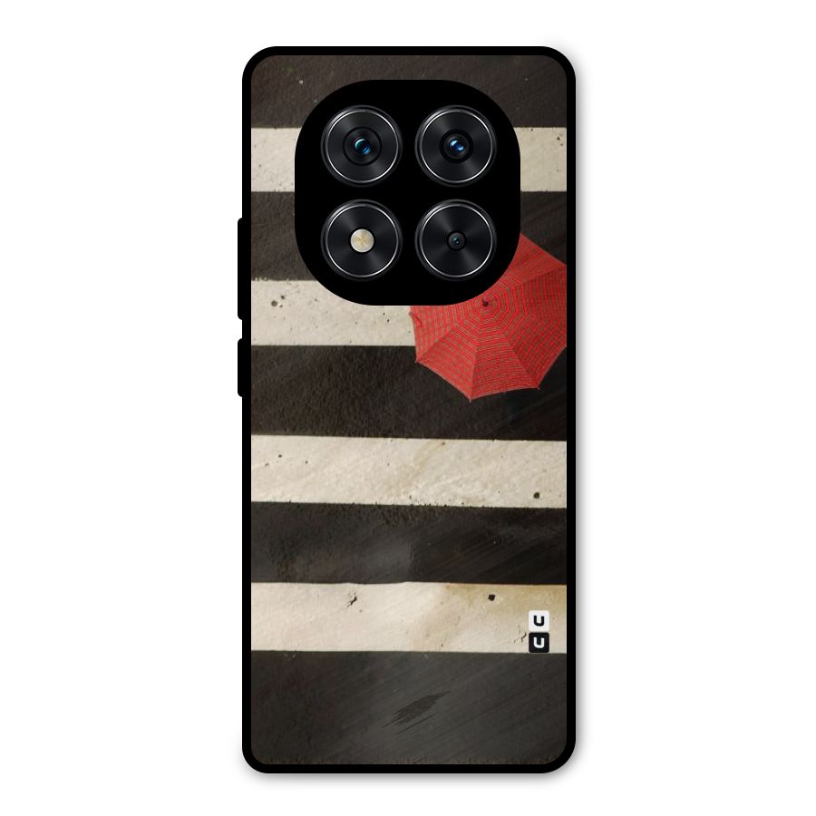 Single Red Umbrella Stripes Metal Back Case for Redmi Note 14 Pro 5G