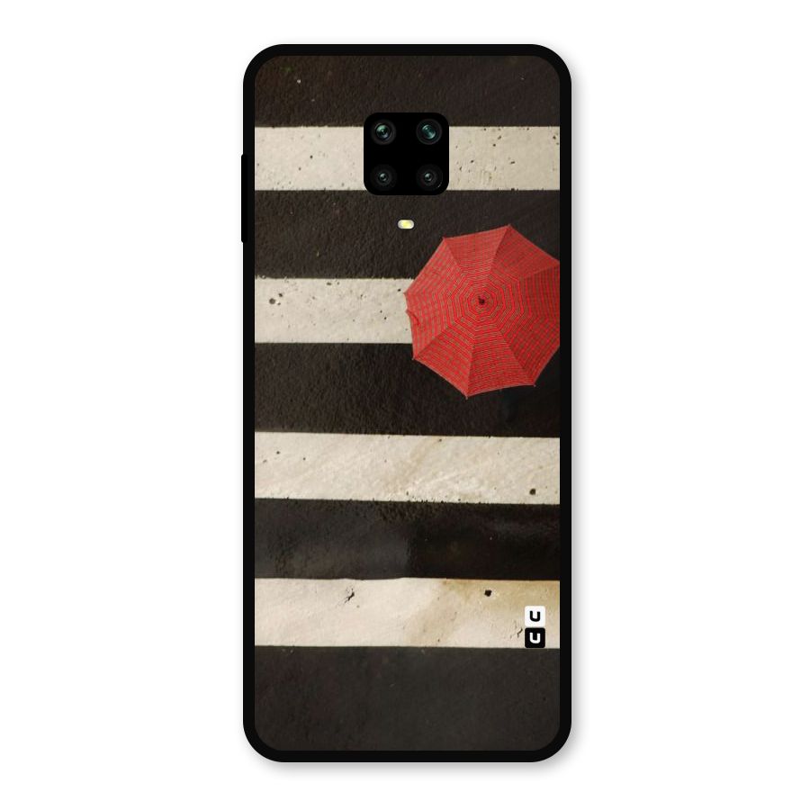 Single Red Umbrella Stripes Metal Back Case for Redmi Note 9 Pro