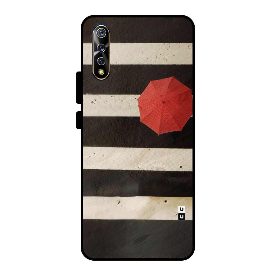 Single Red Umbrella Stripes Metal Back Case for Vivo S1